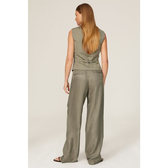 Anine Bing Carrie Pleated Wide Leg Linen High Waist Trouser Pants Size XS - Picture 3 of 15